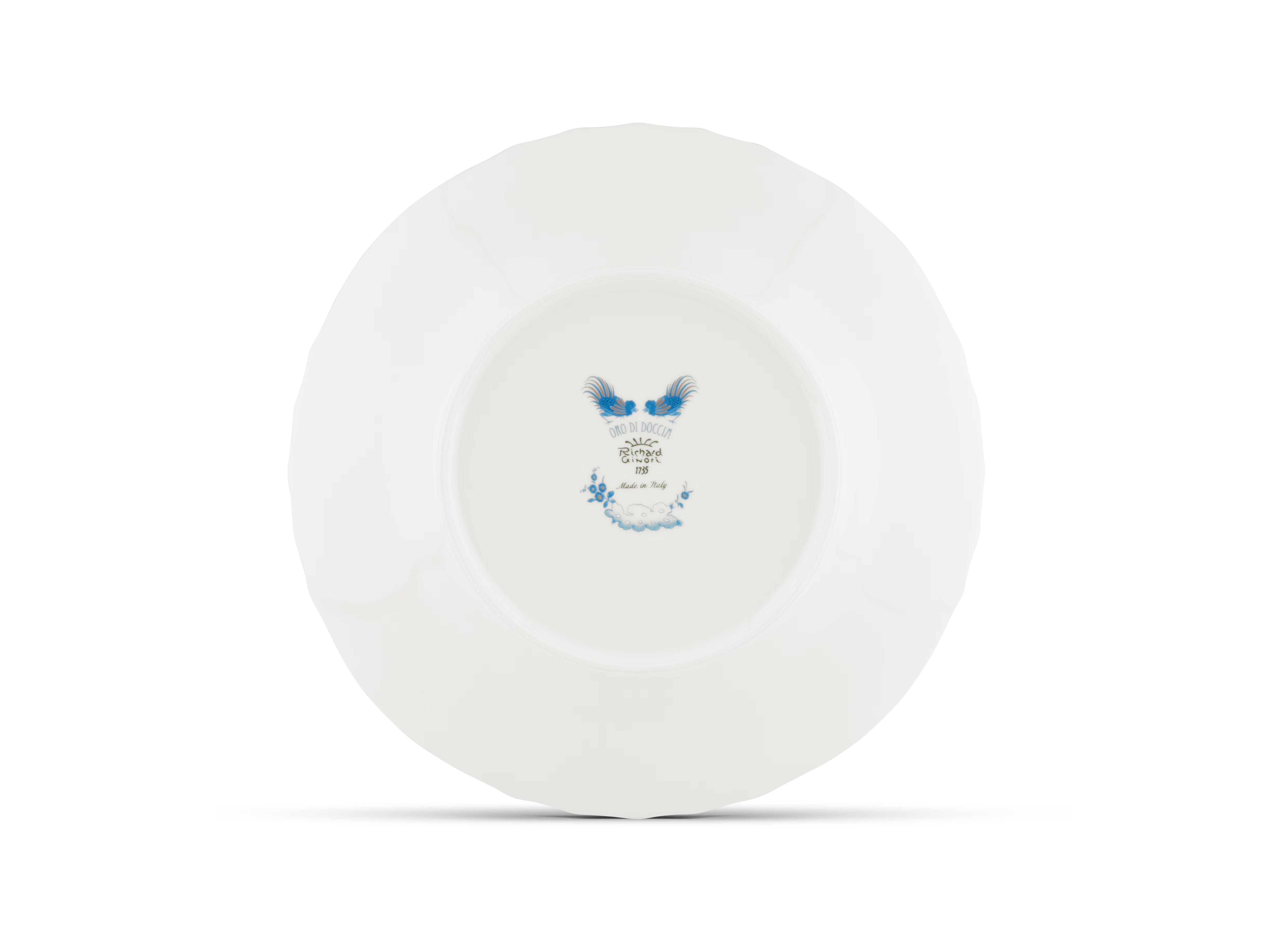 Luxury Decorative Dinner/Flat Plate with floral Turchese Ji Ondori rooster pattern on a white background. "Ginori 1735 Is Luxury Tableware And A Great Designer Home Gifts"