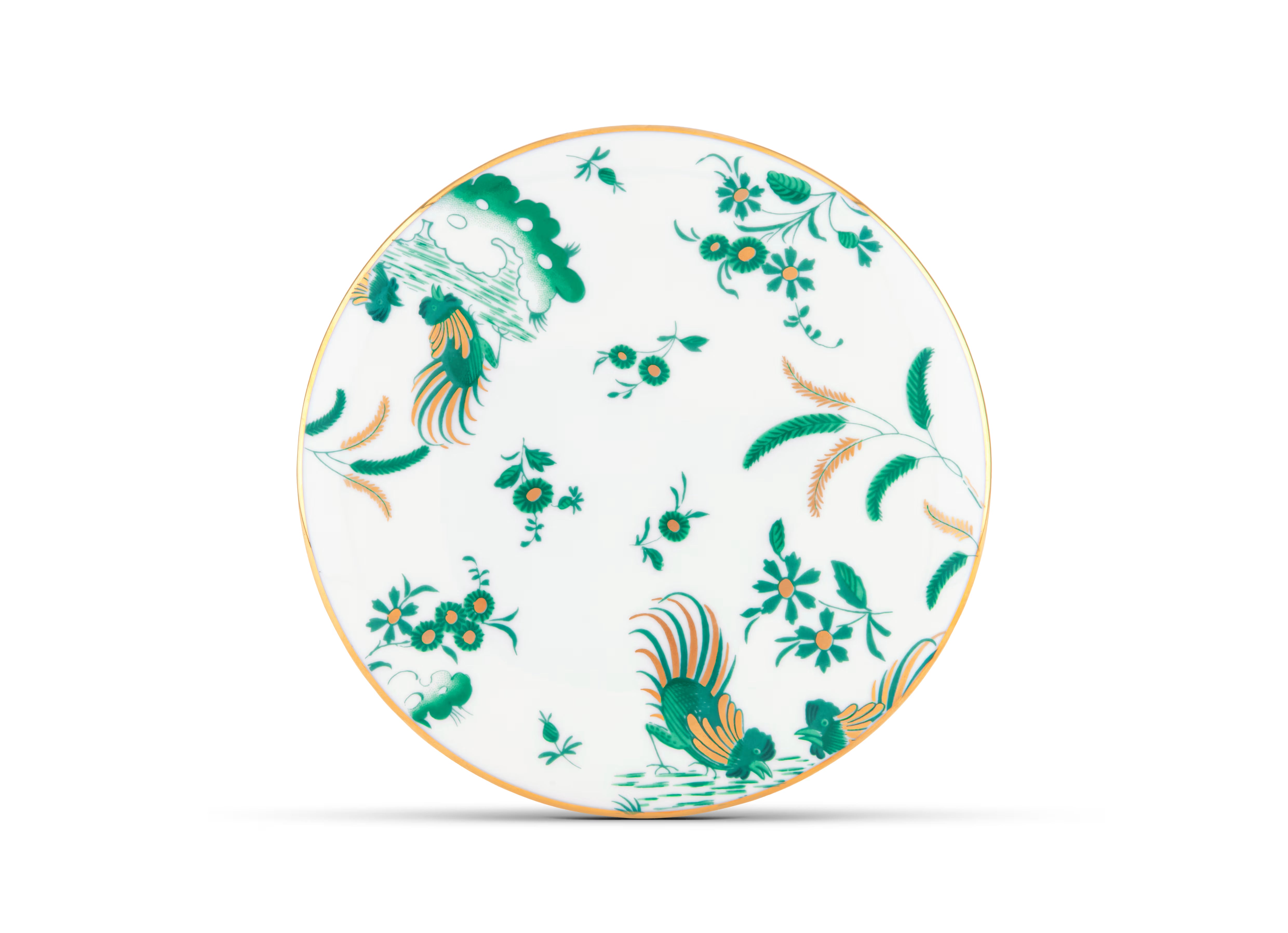 GIADA Decorative plate with green and orange floral pattern on a white background. "Ginori 1735 Is Luxury Tableware Brand And Also Great For Designer Home Gifts"