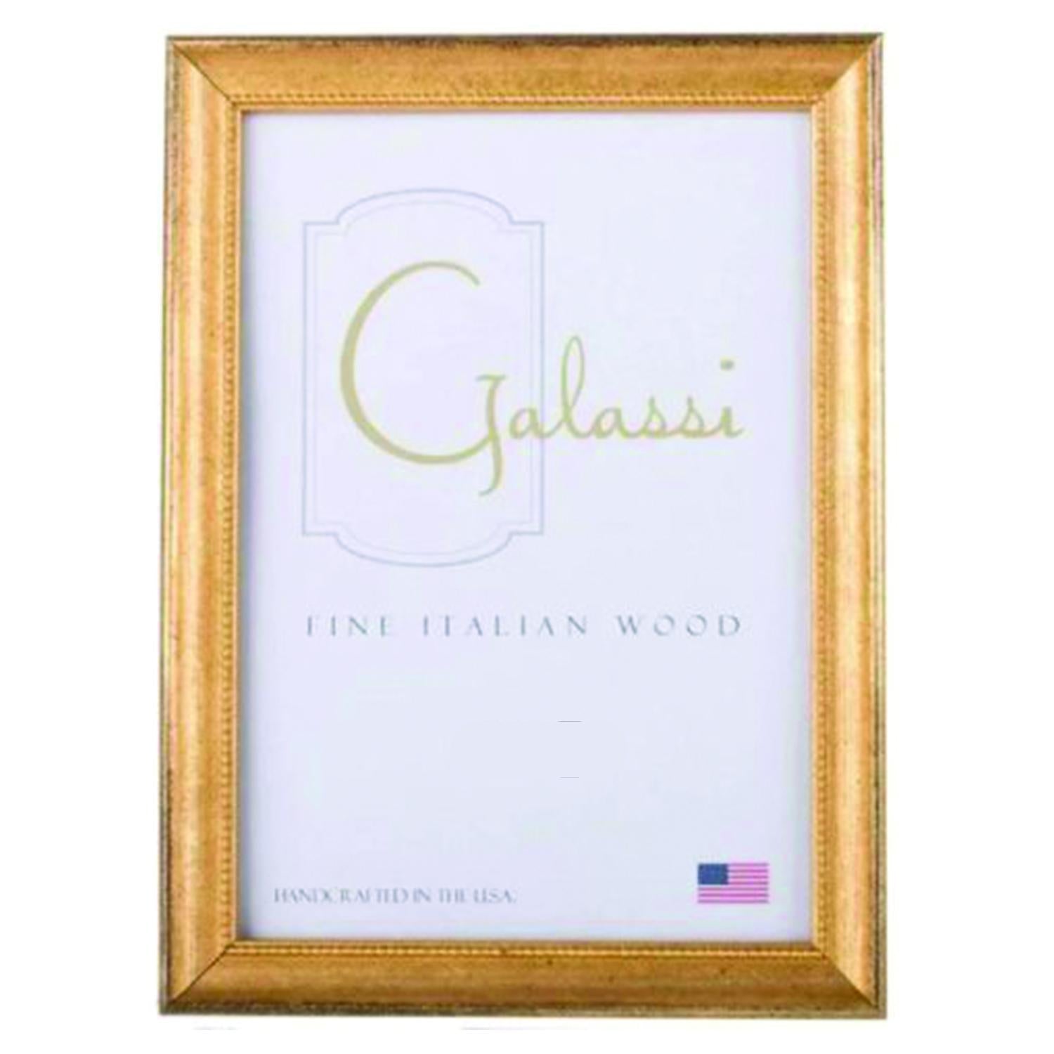 Gold picture frame with 'Galassi' branding on a white background