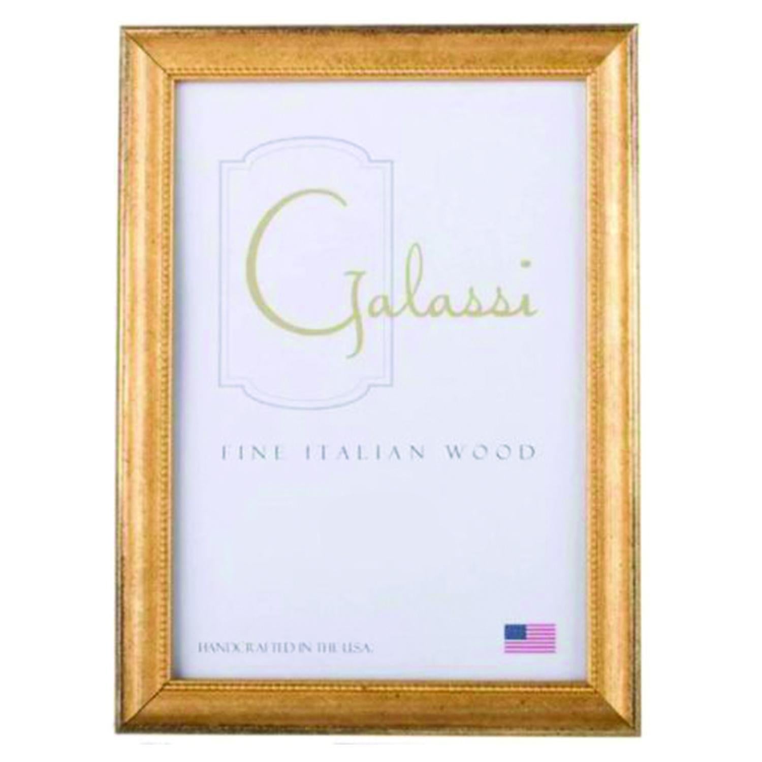 Gold picture frame with 'Galassi' branding on a white background