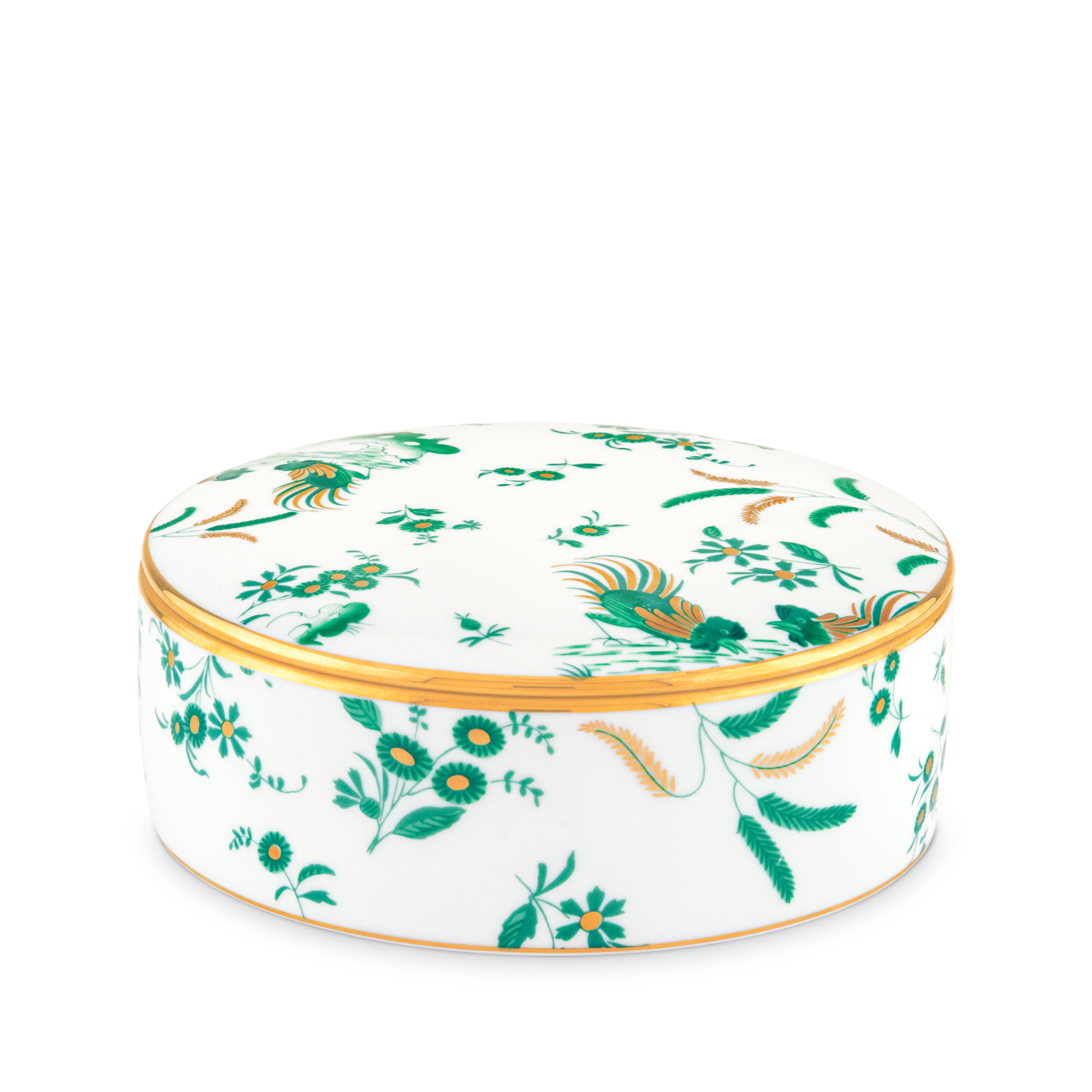 Ginori 1735 Oro Di Doccia ROUND TRINKET BOX. Ji Ondori rooster. "Ginori 1735 Is Luxury Tableware Brand And Also Great For Designer Home Gifts"