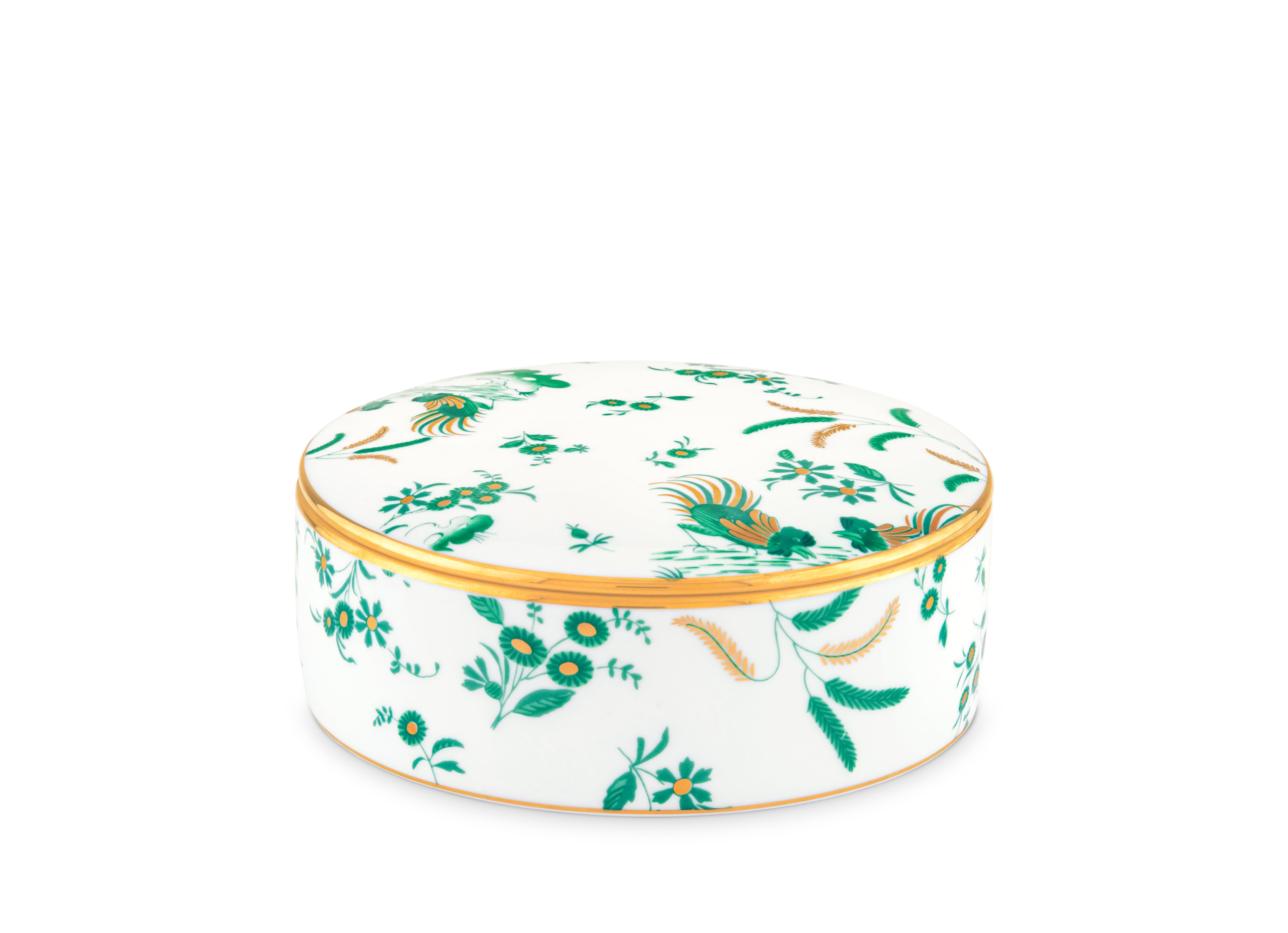 Ginori 1735 Oro Di Doccia ROUND TRINKET BOX. Ji Ondori rooster. "Ginori 1735 Is Luxury Tableware Brand And Also Great For Designer Home Gifts"