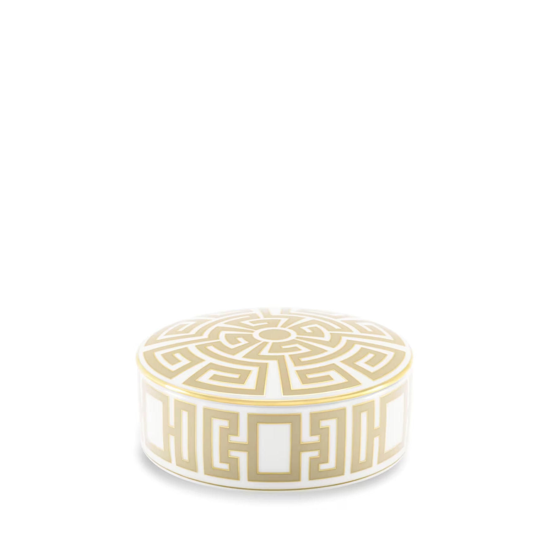 Luxury White Container With Gold Geometric Pattern On A White background