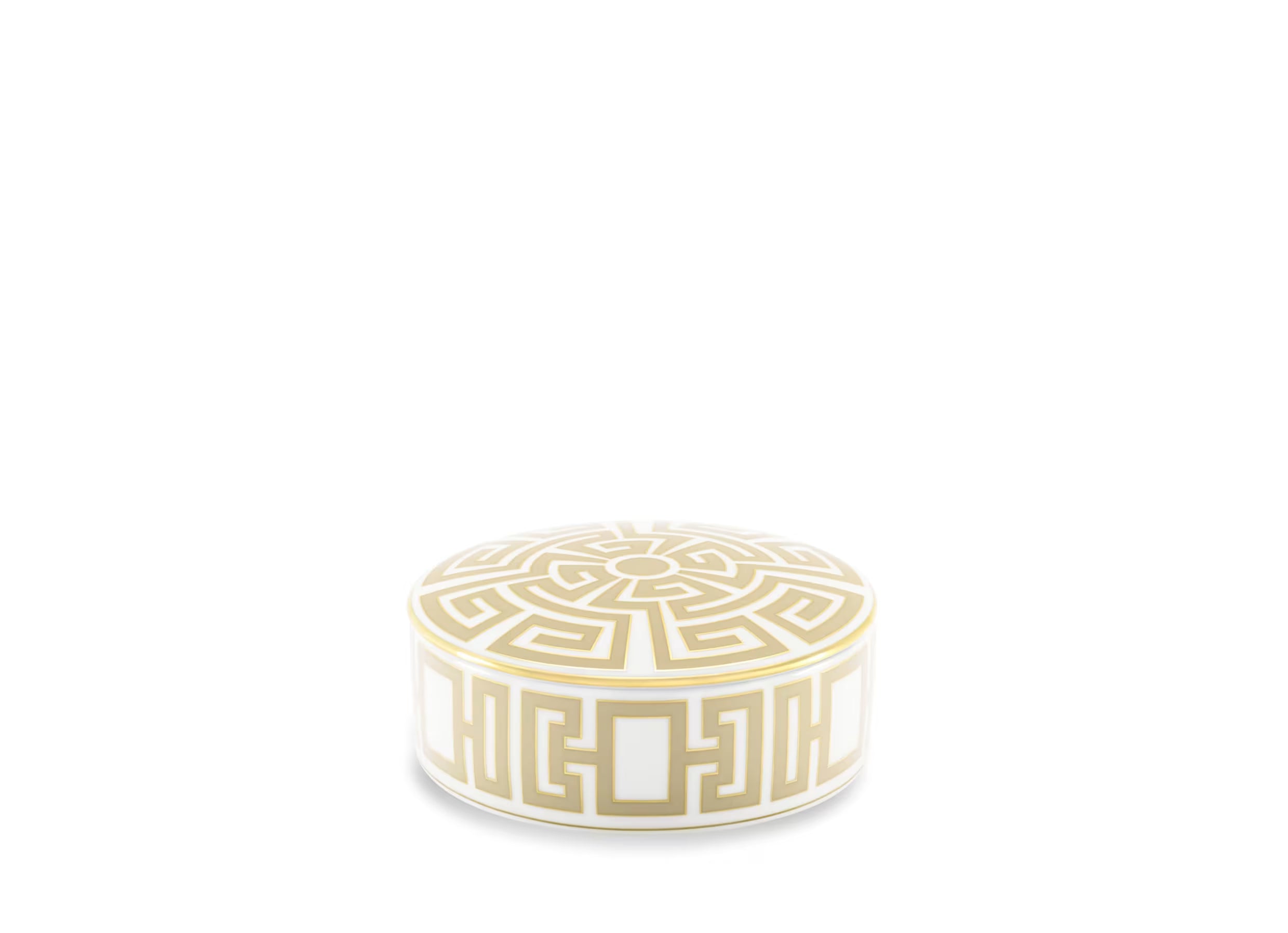 Luxury White Container With Gold Geometric Pattern On A White background