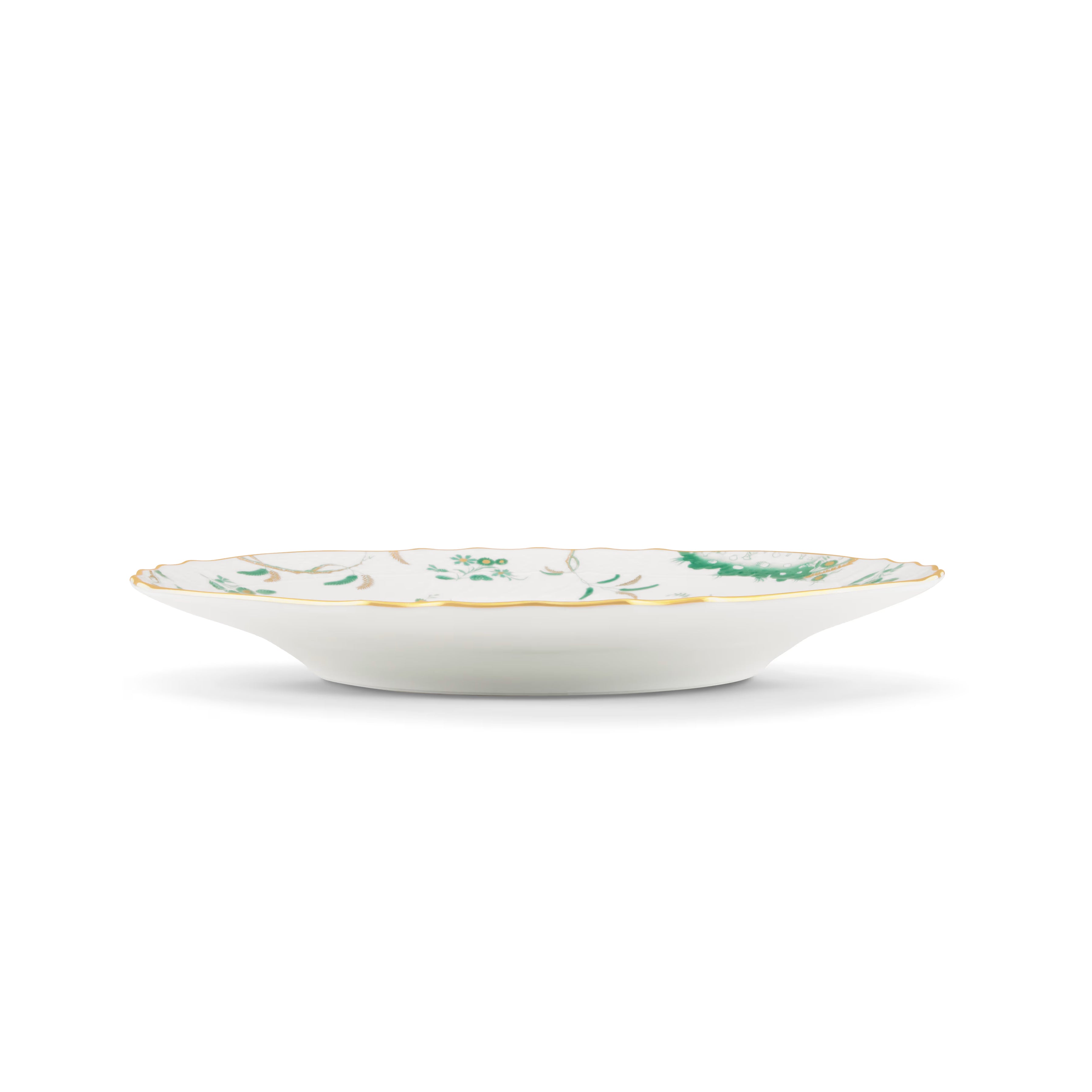 Decorative Dinner/Flat Plate with floral Giada Ji Ondori rooster pattern on a white background. "Ginori 1735 Is Luxury Tableware And A Great Designer Home Gifts"
