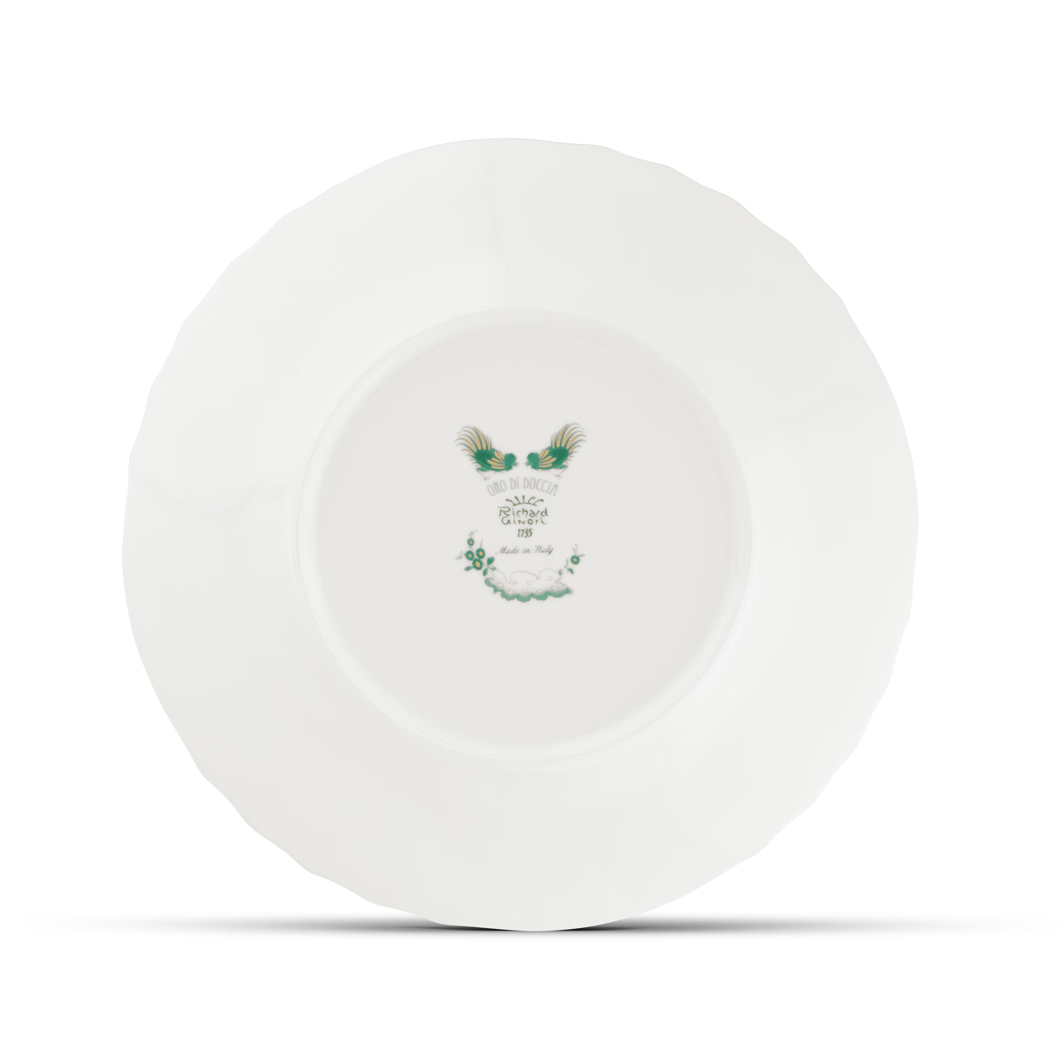 Decorative Dinner/Flat Plate with floral Giada Ji Ondori rooster pattern on a white background. "Ginori 1735 Is Luxury Tableware And A Great Designer Home Gifts"