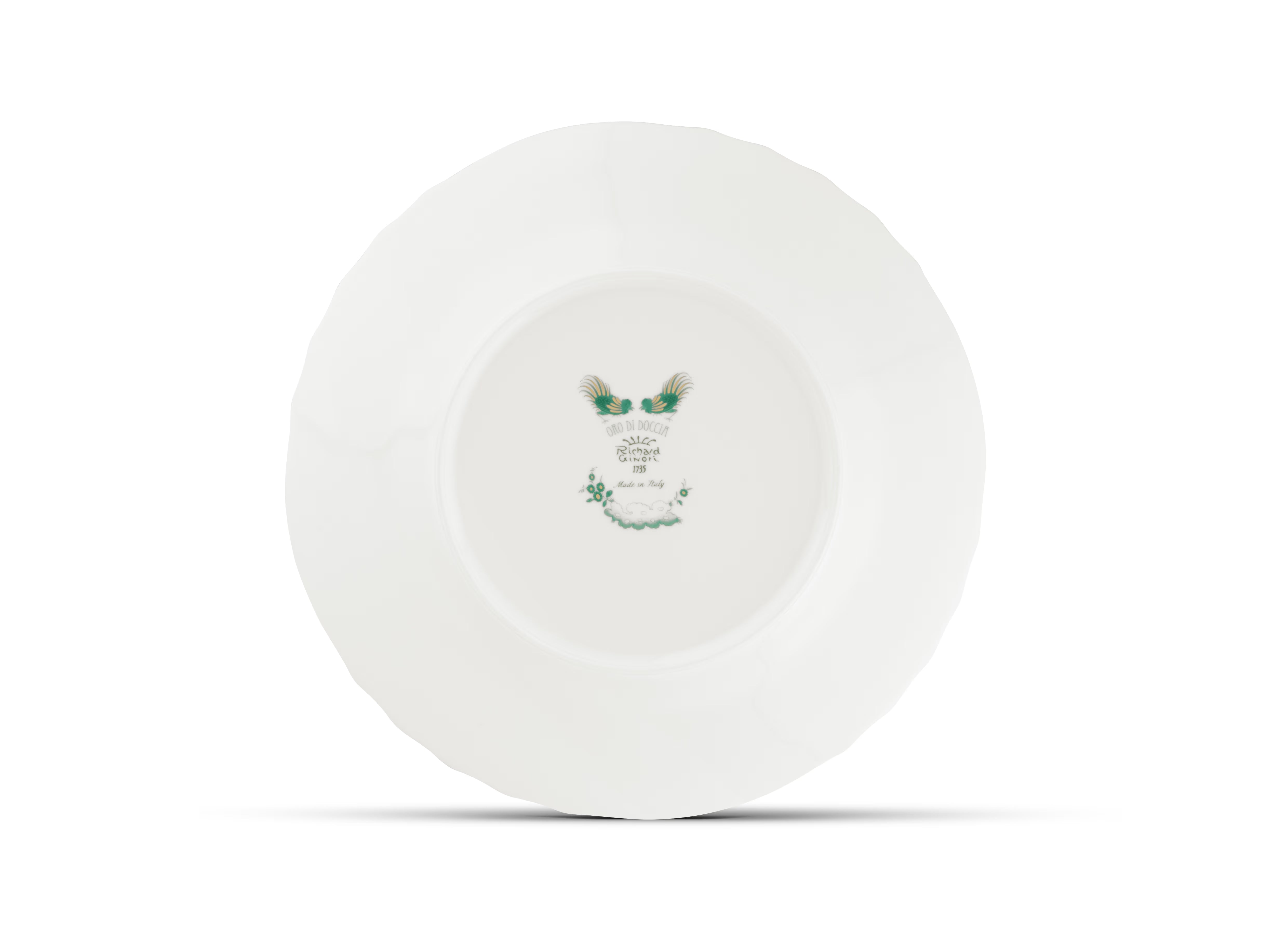 Decorative Dinner/Flat Plate with floral Giada Ji Ondori rooster pattern on a white background. "Ginori 1735 Is Luxury Tableware And A Great Designer Home Gifts"