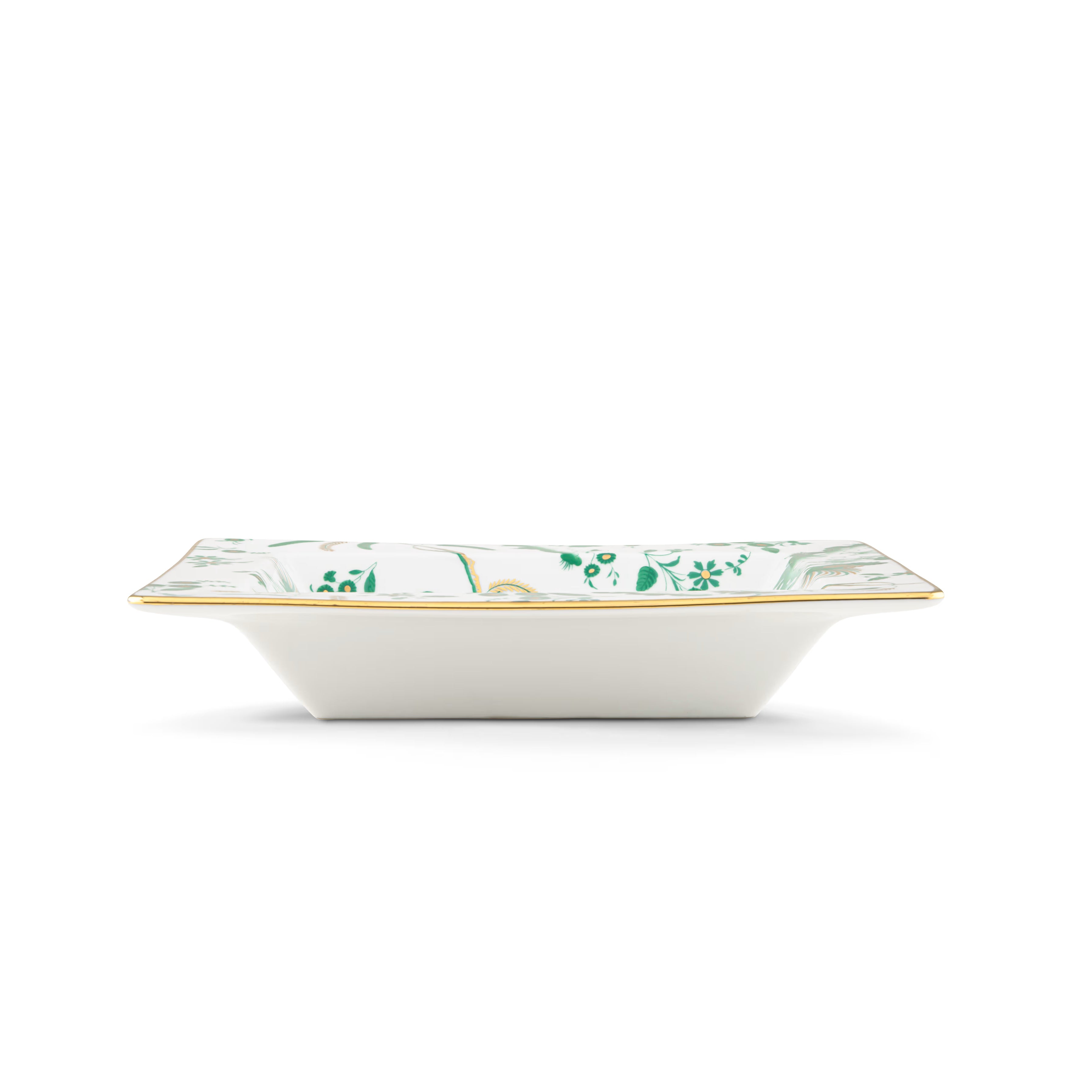 Decorative Vide Poche/Change Tray with floral Giada Ji Ondori rooster pattern on a white background. "Ginori 1735 Is Luxury Tableware And A Great Designer Home Gifts"