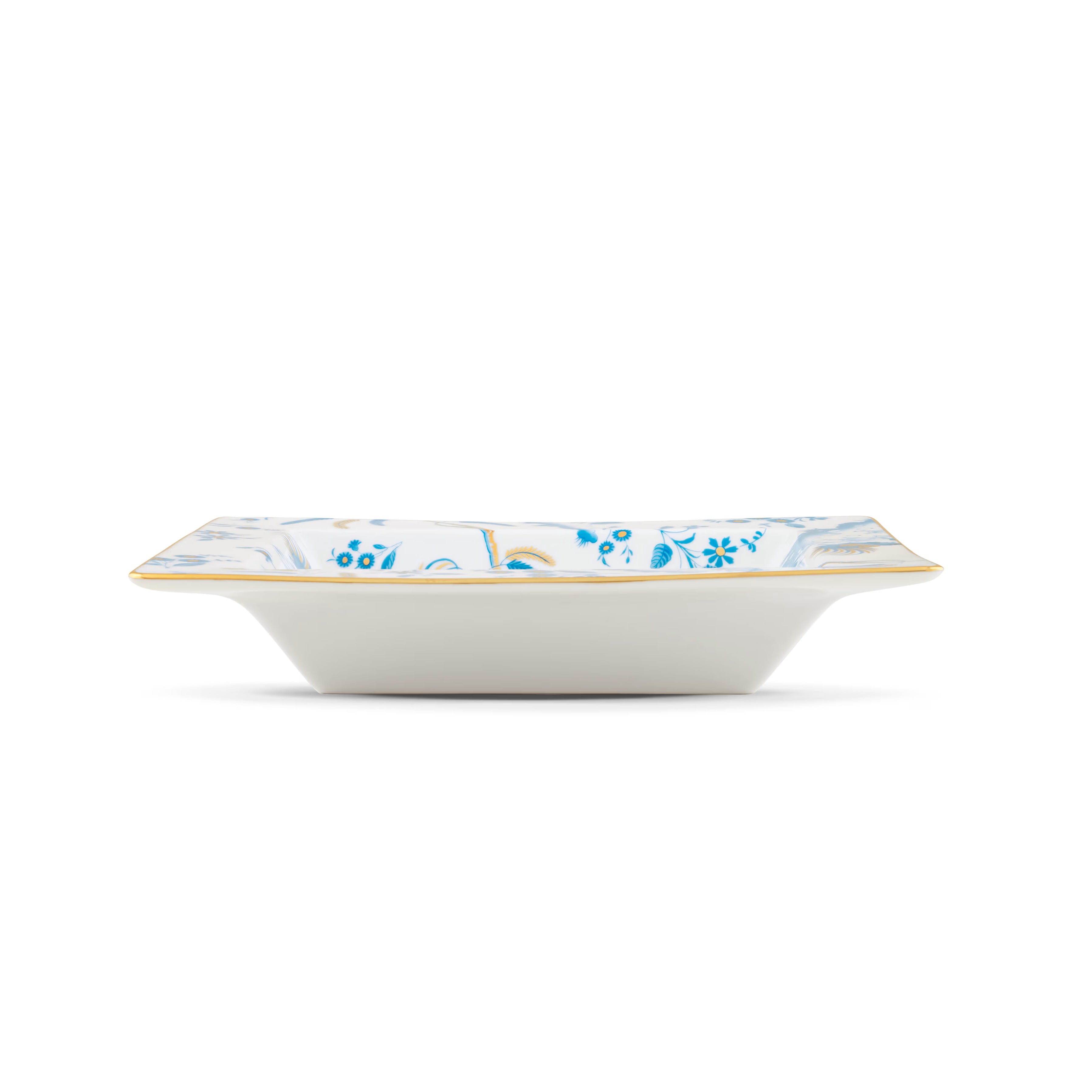 Decorative Vide Poche/Change Tray with floral Turchese Ji Ondori rooster pattern on a white background. "Ginori 1735 Is Luxury Tableware And A Great Designer Home Gifts"
