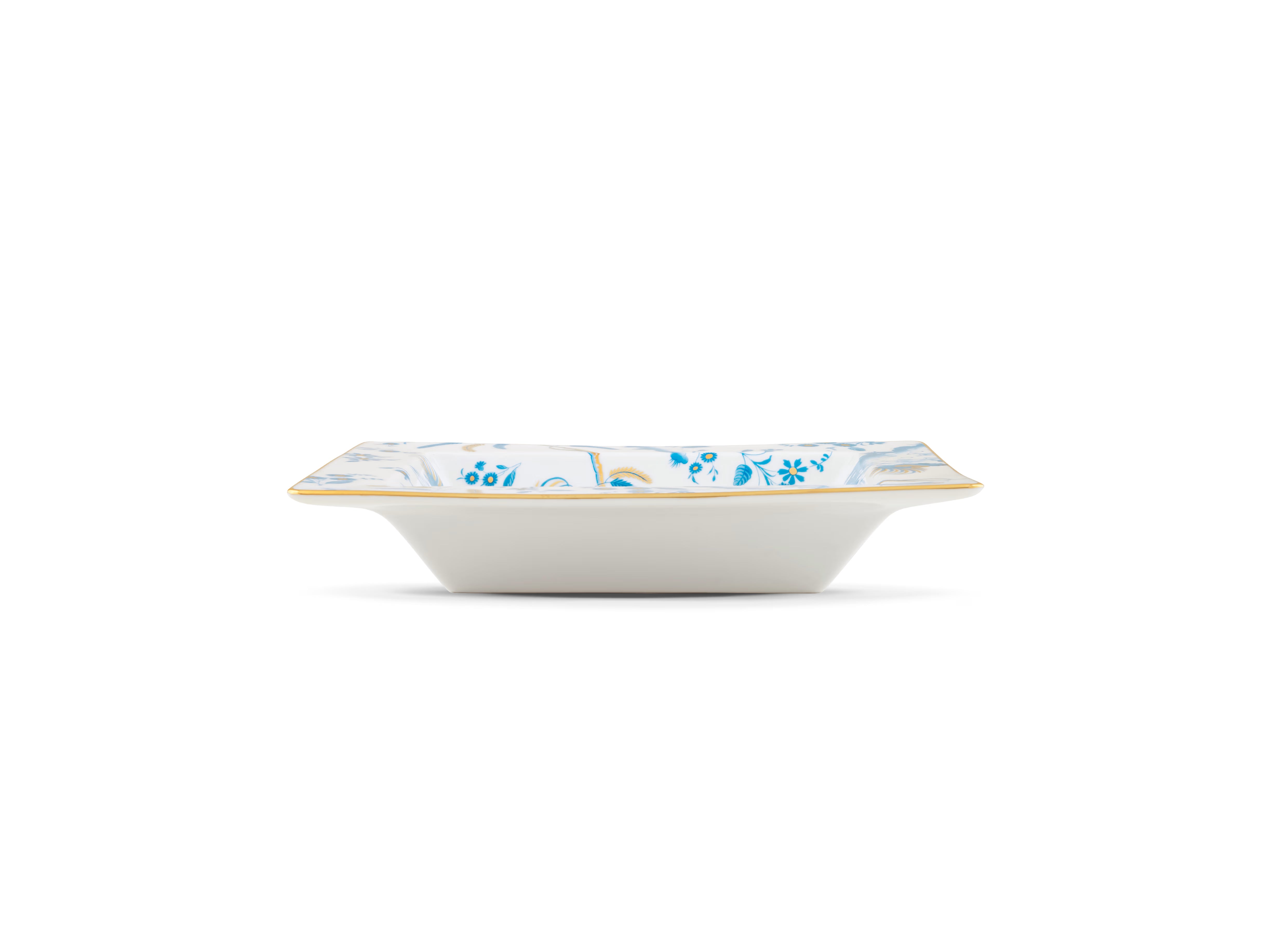 Decorative Vide Poche/Change Tray with floral Turchese Ji Ondori rooster pattern on a white background. "Ginori 1735 Is Luxury Tableware And A Great Designer Home Gifts"