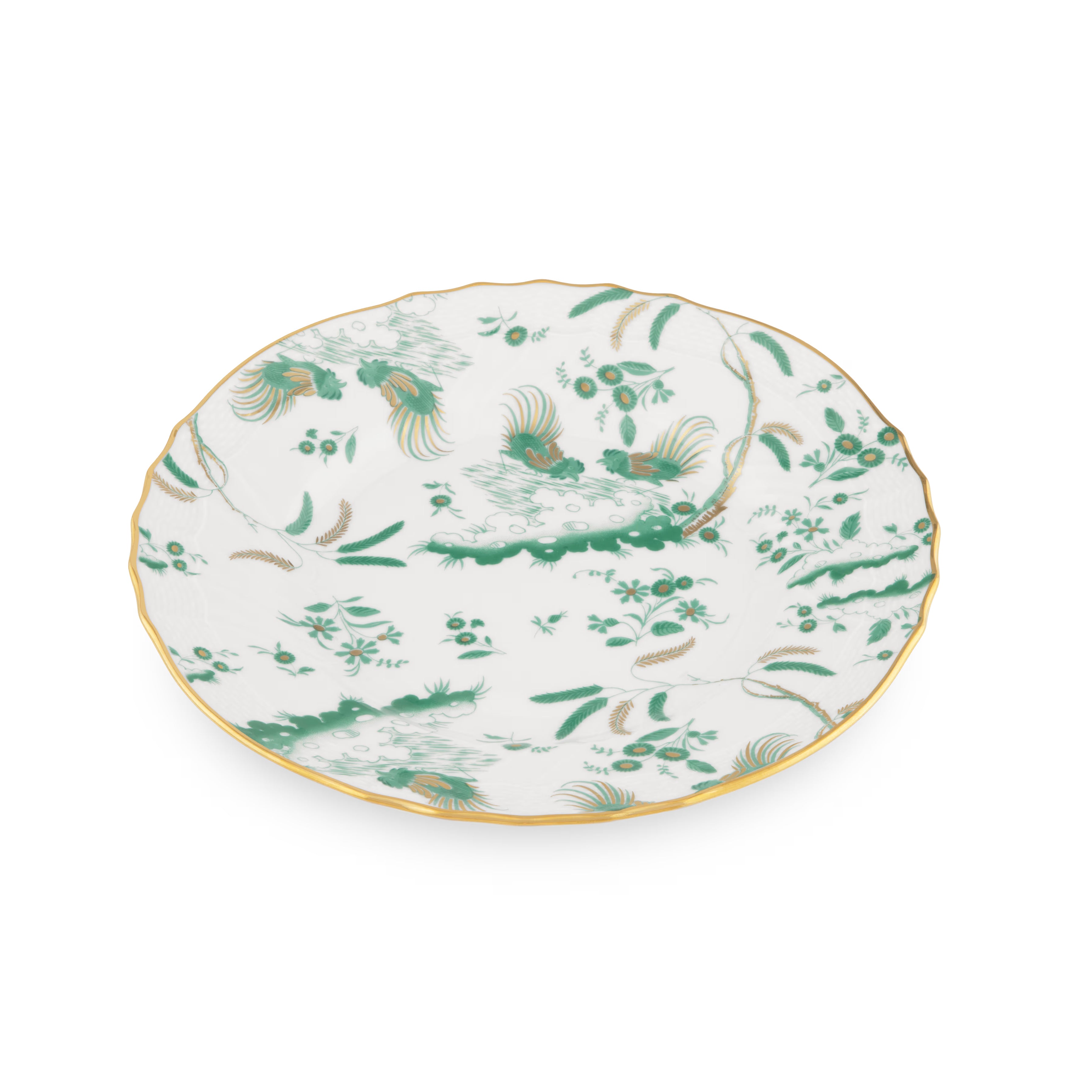 Oro Di Doccia GIADA DESSERT PLATE Decorative Dessert plate with floral Giada Ji Ondori rooster pattern on a white background. "Ginori 1735 Is Luxury Tableware And A Great Designer Home Gifts"