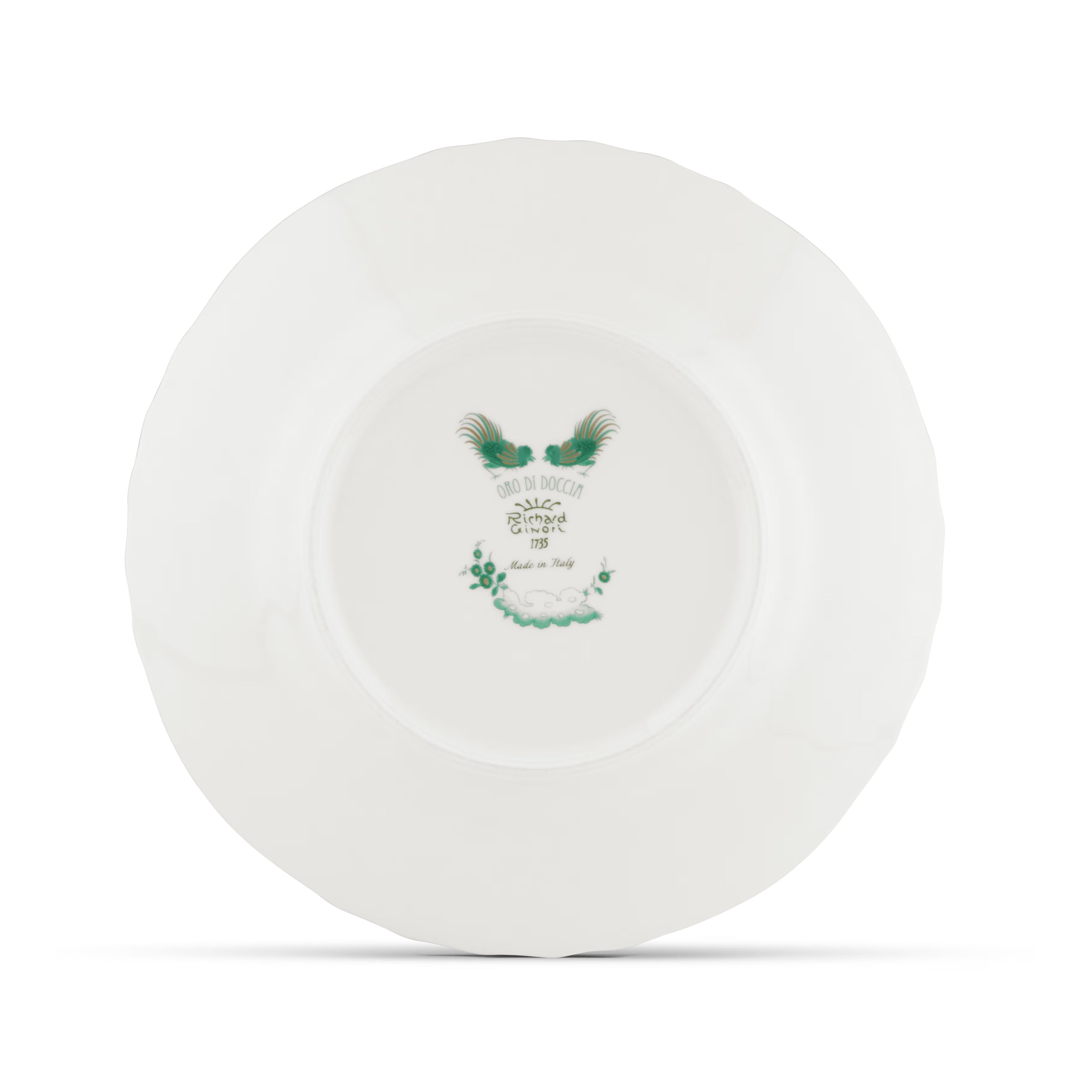 Oro Di Doccia GIADA DESSERT PLATE Decorative Dessert plate with floral Giada Ji Ondori rooster pattern on a white background. "Ginori 1735 Is Luxury Tableware And A Great Designer Home Gifts"