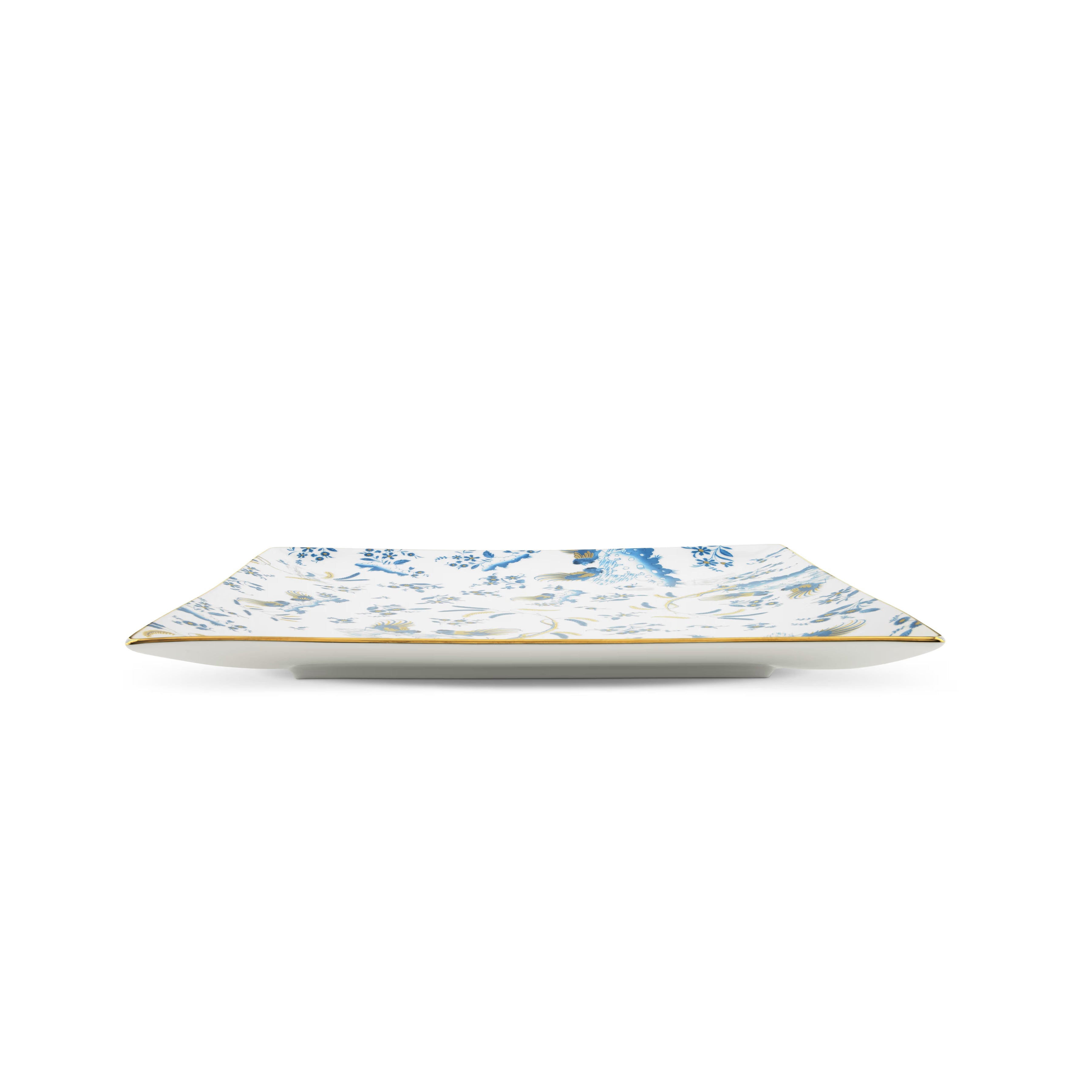 A square-shaped porcelain VIDE POCHE poche dish with a floral pattern and Blue accents, featuring the Ginori brand logo. Ji Ondori rooster "Ginori 1735 Is Luxury Tableware Brand And Also Great For Designer Home Gifts"