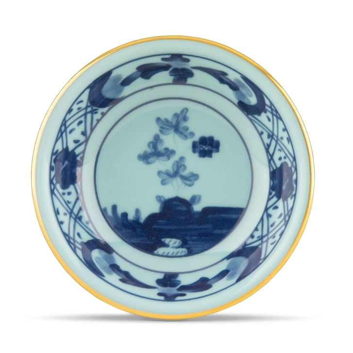 This remarkable Iris (Turquoise with gold rim) cup isn't just a vessel for soy sauce; it's a portal to history and artistry, a charming addition to your dining experience.