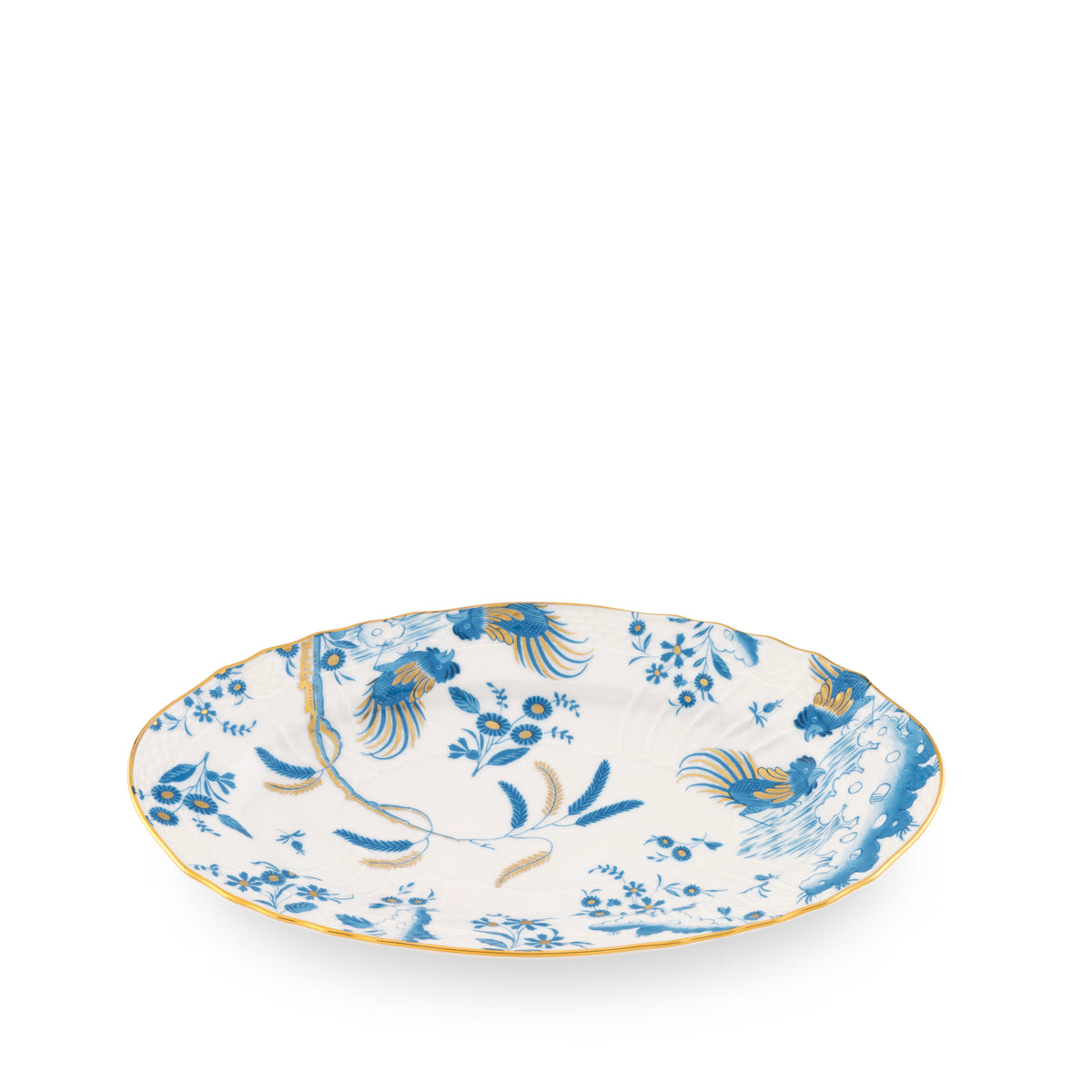 Decorative Pickle Dish plate with floral Turchese Ji Ondori rooster pattern on a white background. "Ginori 1735 Is Luxury Tableware And A Great Designer Home Gifts"