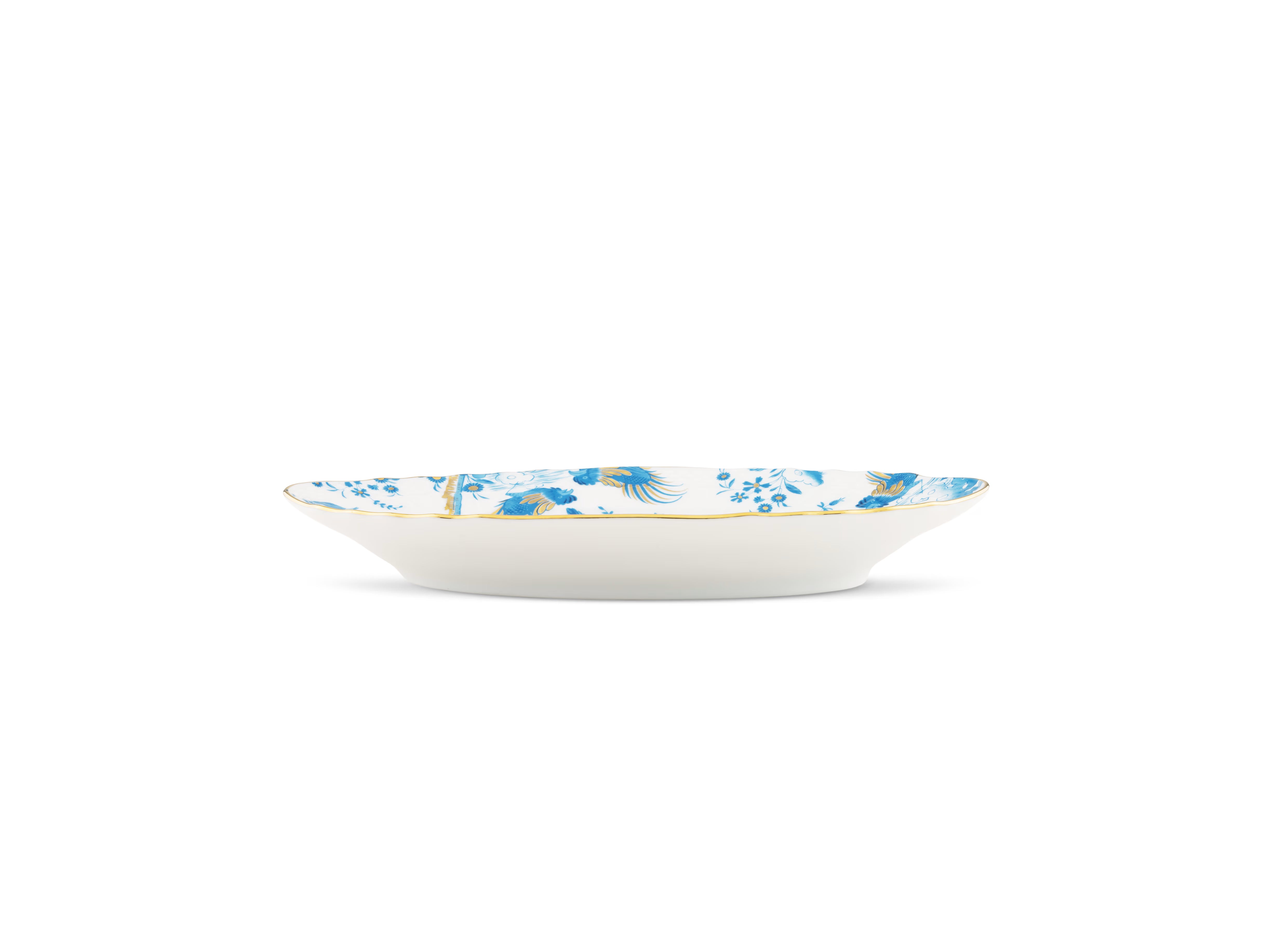 Decorative Pickle Dish plate with floral Turchese Ji Ondori rooster pattern on a white background. "Ginori 1735 Is Luxury Tableware And A Great Designer Home Gifts"