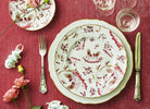  Decorative Dinner/Flat Plate with floral Magenta Ji Ondori rooster pattern on a white background. "Ginori 1735 Is Luxury Tableware And A Great Designer Home Gifts"