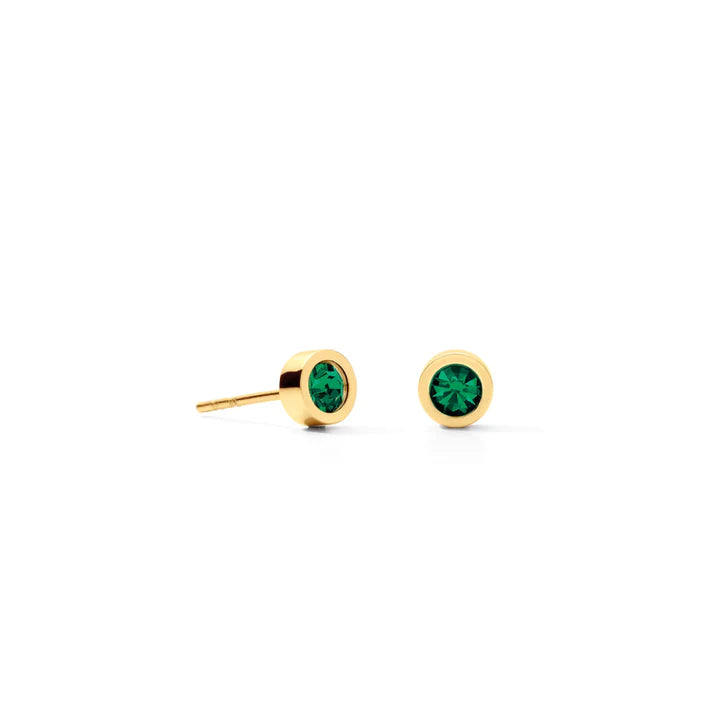 Earrings Sparkling Dots gold-dark green