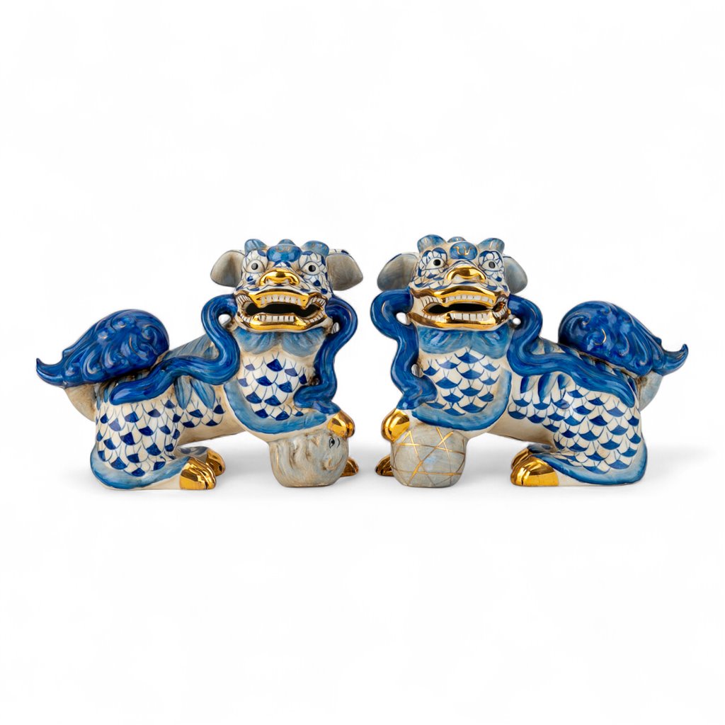 Lucky Foo Dog - Large - Azure Waves - Set of 2 – The Purple Finch