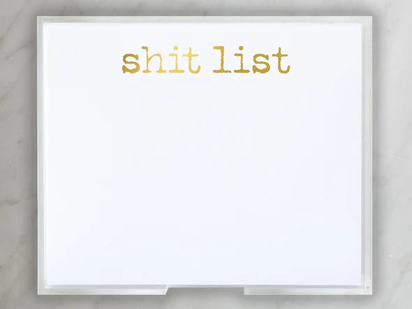 Our best selling gold foil notepad boasts 140 sheets of luxurious, smooth white cardstock printed with elegant gold foil. It fits beautifully in our large acrylic tray.