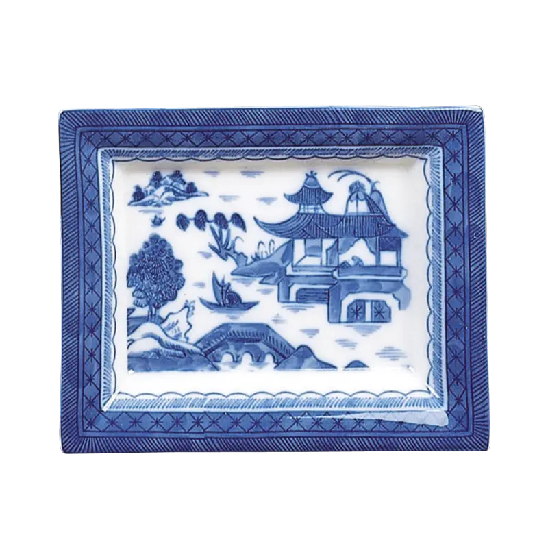 BLUE CANTON RECTANGULAR TRAY, LARGE - Thumbnail 3