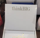 Make every idea count with the Gold Foil Lux Think Big Note Pad from Black Ink Wholesale. Designed to inspire creativity and capture thoughts, plans, lists, and brilliant ideas, this stylish notepad combines everyday functionality with an elevated, sophisticated look. The inspiring “Think Big” message adds a motivating touch, while luxurious gold foil detailing brings a polished finish that makes this notepad a beautiful addition to any desk, office, or writing collection.