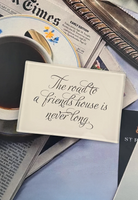 In the French tradition of decoupage, these bent-glass trays are handcrafted in our New York Studio. They feature vintage typeset on a natural cream background, and each is individually signed by Ben. Both practical and charming, Ben's signature decoupage is all food safe, wipe clean and the back side is felted