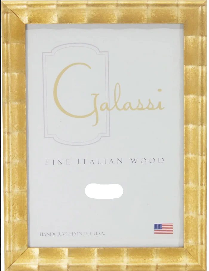 Gold picture frame with 'Galassi' branding and size information.