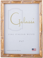 An 8x10 gold bamboo frame picture frame with a white mat and glass front, displaying the brand name 'Galassi' and the American flag.