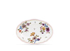 It is distinguished by the famous "alla Coreana" pattern inspired by Florentine noblewomen's passion for decoupage and the weaves of imperial kimonos. The peony, a symbol of beauty and happiness, stands out in the pattern's weave; the pure gold threading, the Florentine Manifattura's distinctive signature, embellishes the design; the classic and refined Antico Doccia shape defines the lines and makes the tray suitable for matching with sophisticated simplicity. 