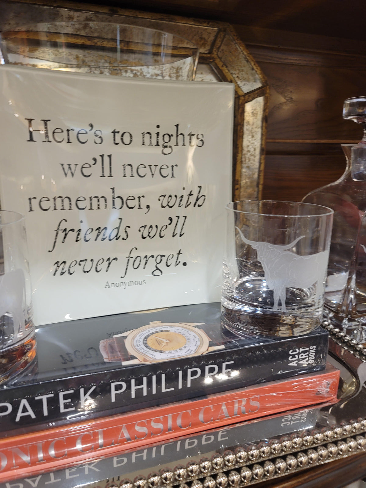 Here's to nights we'll never remember, with friends we'll never forget — the cheekiest kind of toast, hand-applied beneath sparkling glass 