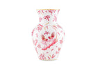 Luxury Vase With Pink Floral And Bird Pattern. Elegant Tableware. This design is the "Oro Di Doccia" motif in the Magenta colorway, created by the luxury Italian porcelain house Ginori 1735