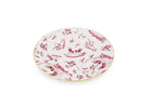  Decorative Dinner/Flat Plate with floral Magenta Ji Ondori rooster pattern on a white background. "Ginori 1735 Is Luxury Tableware And A Great Designer Home Gifts"