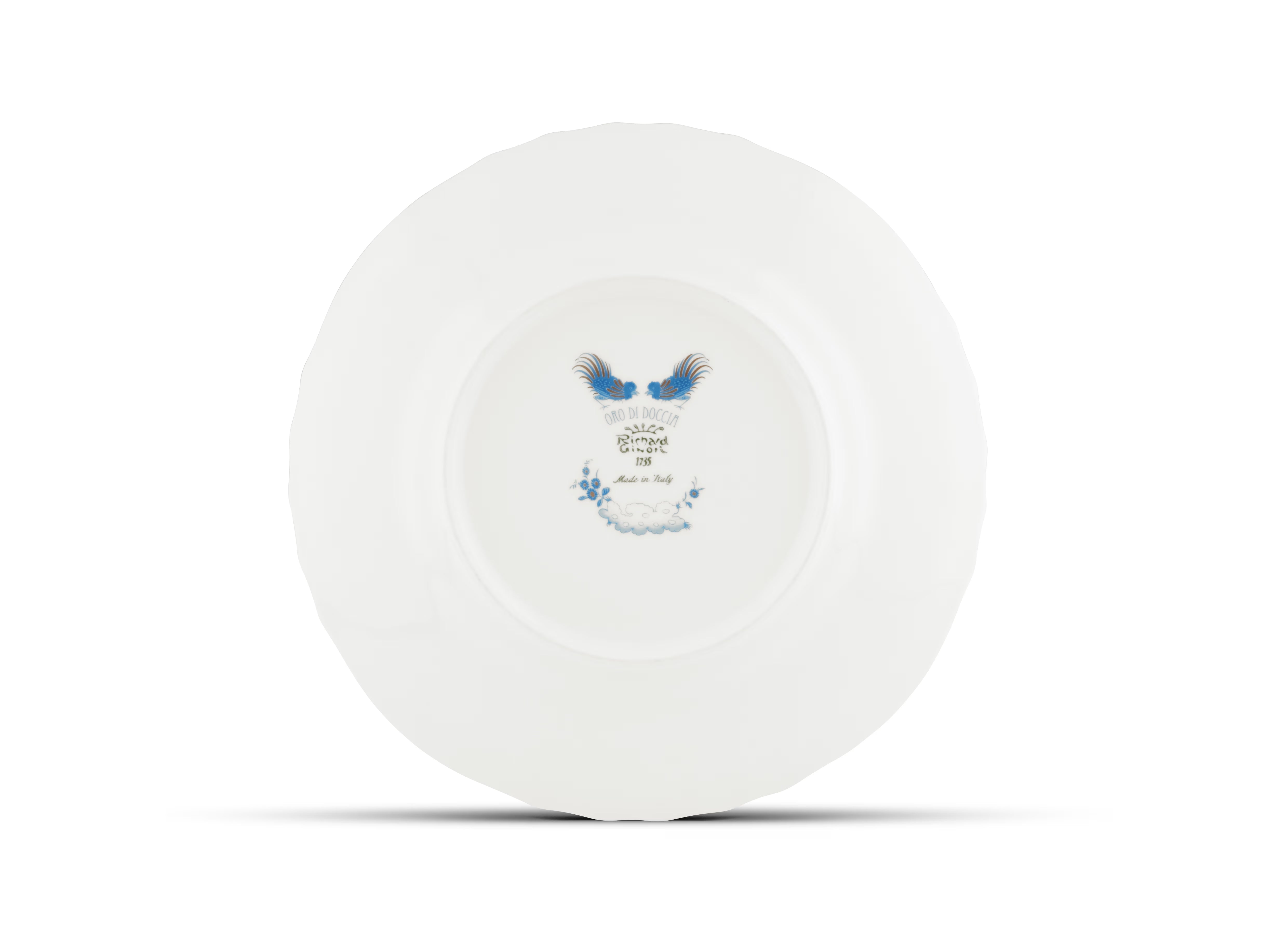 Oro Di Doccia Turquoise DESSERT PLATE  Decorative Dessert plate with floral Turquoise Ji Ondori rooster pattern on a white background. "Ginori 1735 Is Luxury Tableware And A Great Designer Home Gifts"