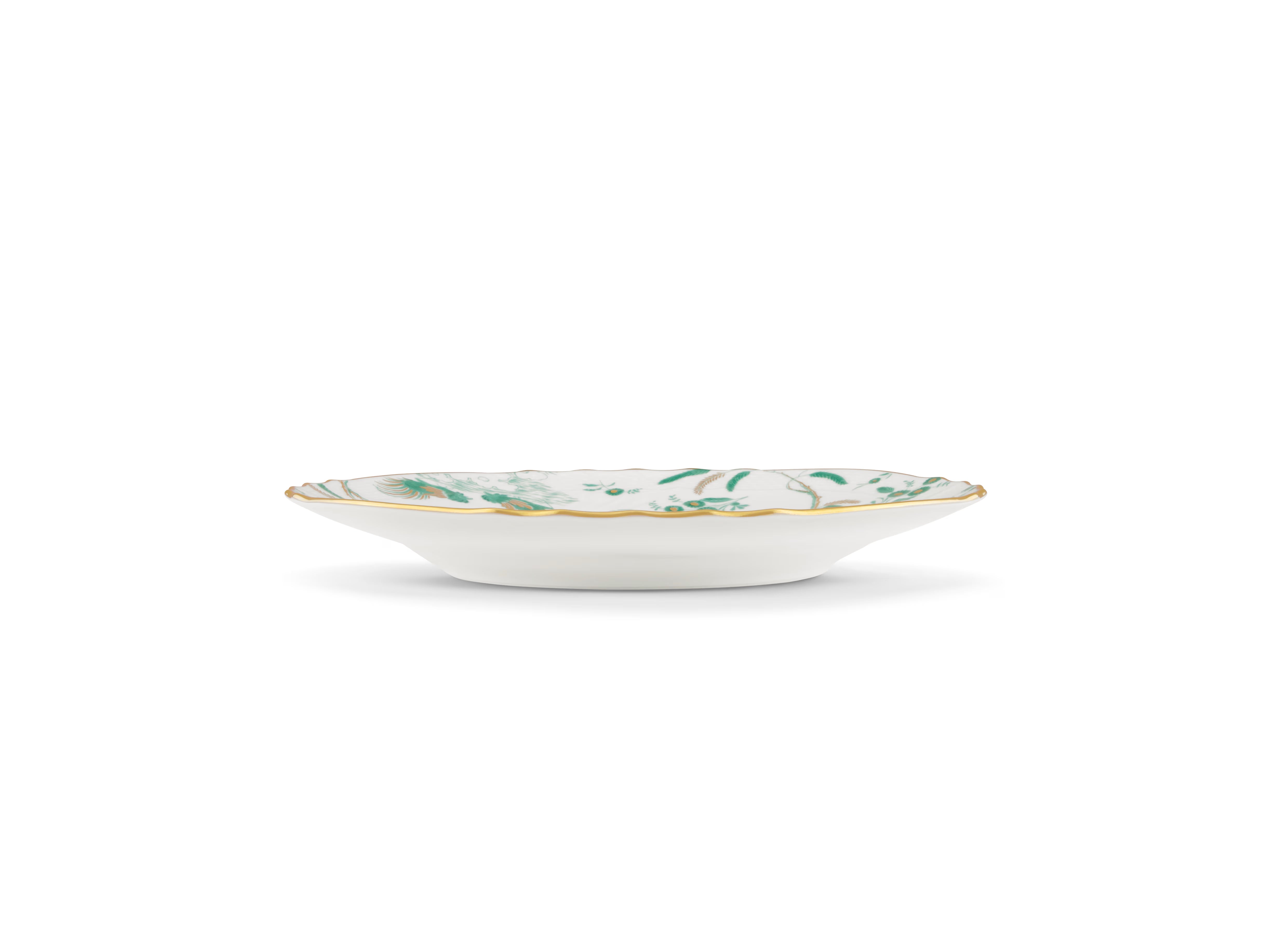 Oro Di Doccia GIADA DESSERT PLATE  Decorative Dessert plate with floral Giada Ji Ondori rooster pattern on a white background. "Ginori 1735 Is Luxury Tableware And A Great Designer Home Gifts"