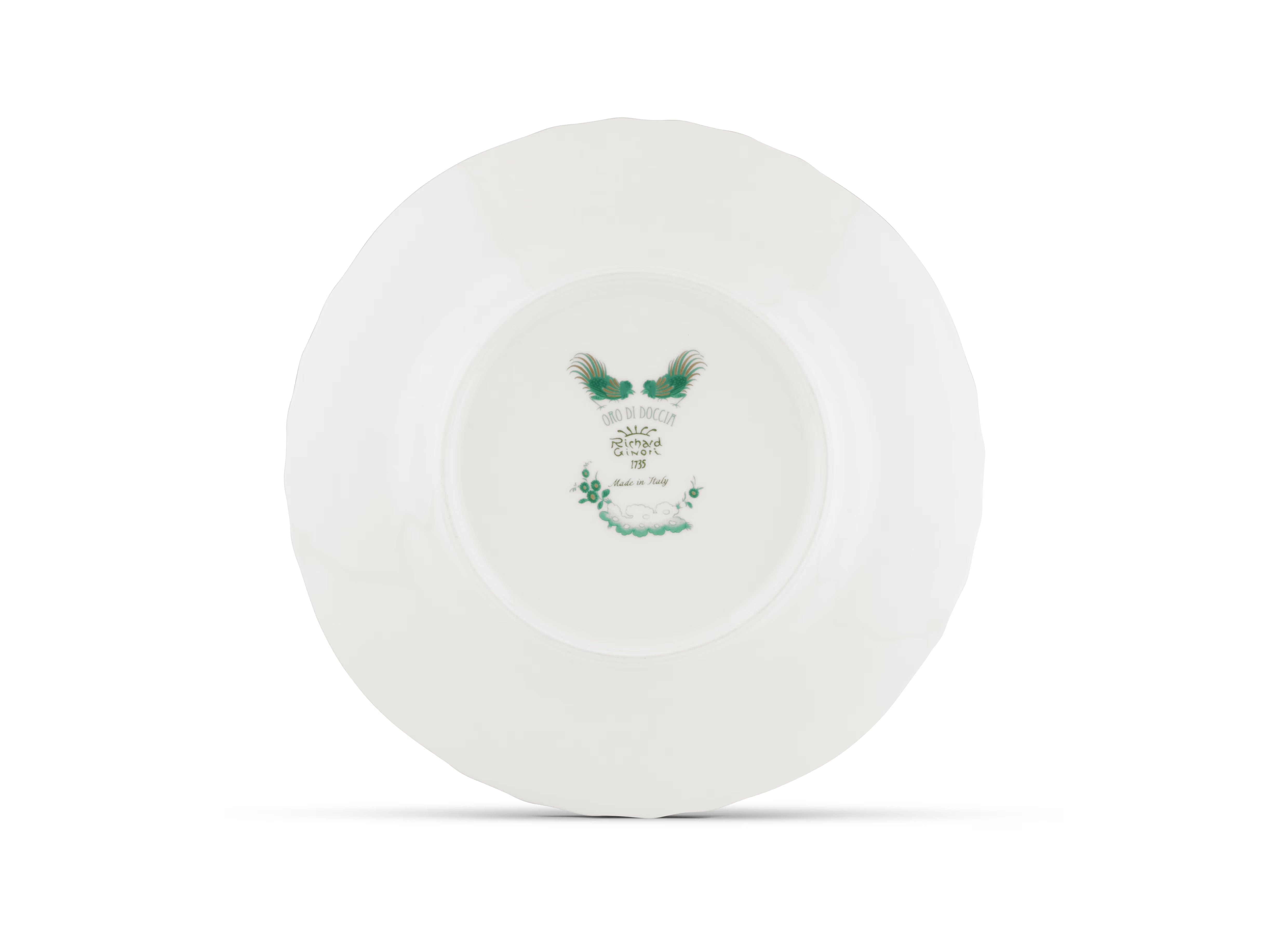 Oro Di Doccia GIADA DESSERT PLATE  Decorative Dessert plate with floral Giada Ji Ondori rooster pattern on a white background. "Ginori 1735 Is Luxury Tableware And A Great Designer Home Gifts" 