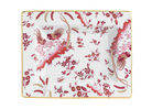 Decorative Vide Poche/Change Tray with floral Megenta Ji Ondori rooster pattern on a white background. "Ginori 1735 Is Luxury Tableware And A Great Designer Home Gifts"