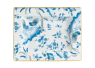  Decorative Vide Poche/Change Tray with floral Turchese Ji Ondori rooster pattern on a white background. "Ginori 1735 Is Luxury Tableware And A Great Designer Home Gifts"