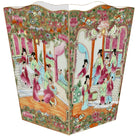 Bring timeless elegance to everyday spaces with the Rose Medallion People Wastebasket by Marye Kelley. Inspired by the beloved Rose Medallion porcelain pattern, this decorative wastebasket showcases an intricate scene accented with vibrant florals and traditional motifs, transforming a functional household essential into a sophisticated accent piece.