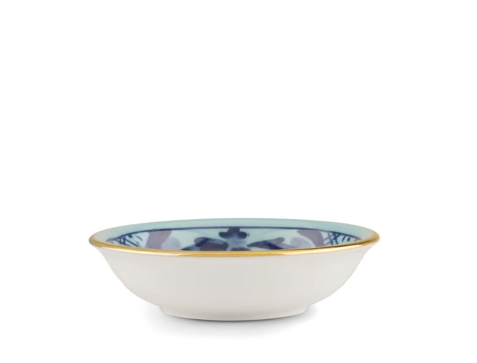 This remarkable Iris (Turquoise with gold rim) cup isn't just a vessel for soy sauce; it's a portal to history and artistry, a charming addition to your dining experience.