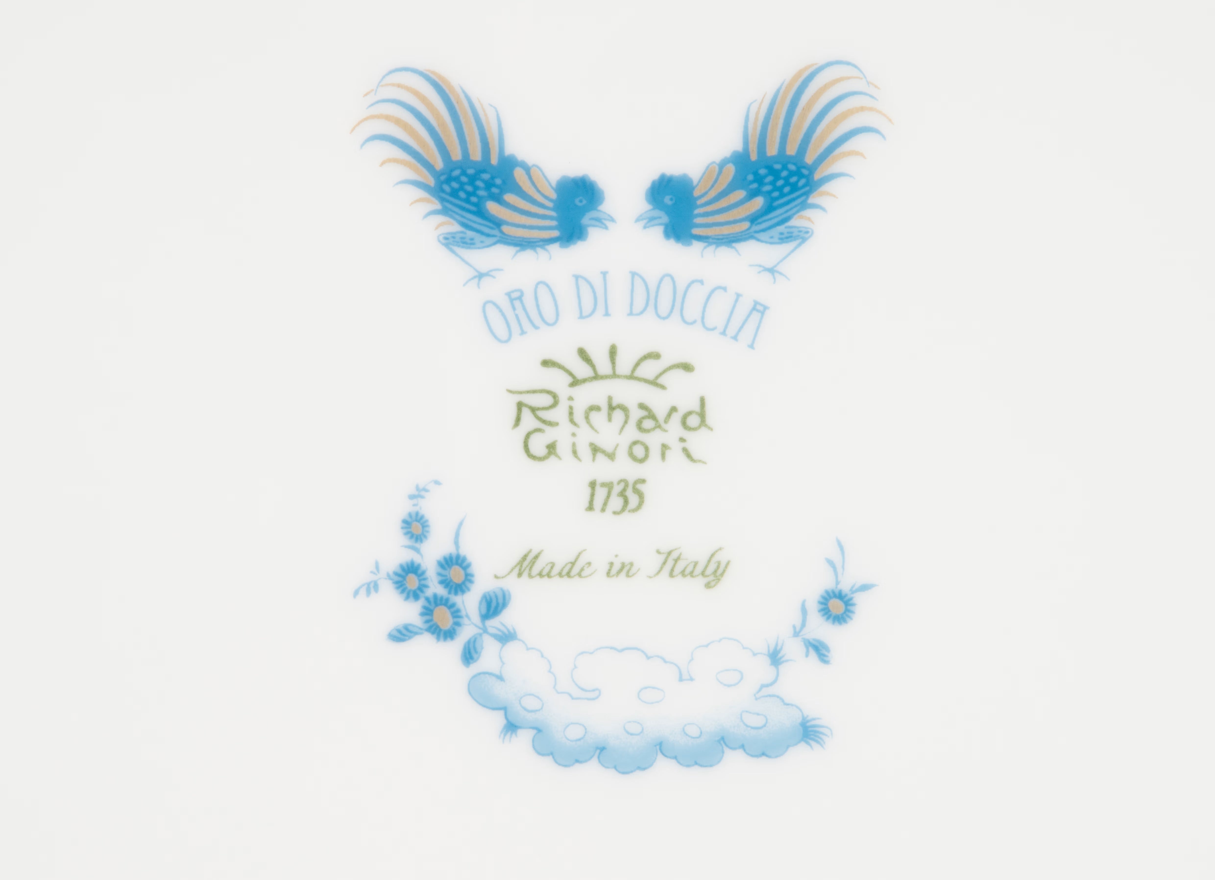  Decorative Pickle Dish plate with floral Turchese Ji Ondori rooster pattern on a white background. "Ginori 1735 Is Luxury Tableware And A Great Designer Home Gifts"