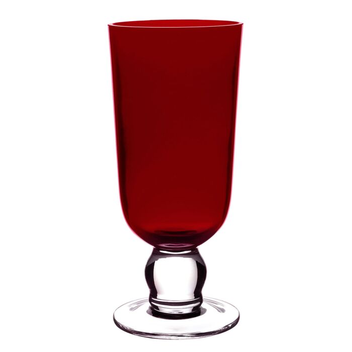 When this Hurricane Shade catches the light it comes alive and glows! With a candle or flowers, it is a very versatile piece that adds drama to the table setting. The jewel color will make your Holiday Table a stunner!